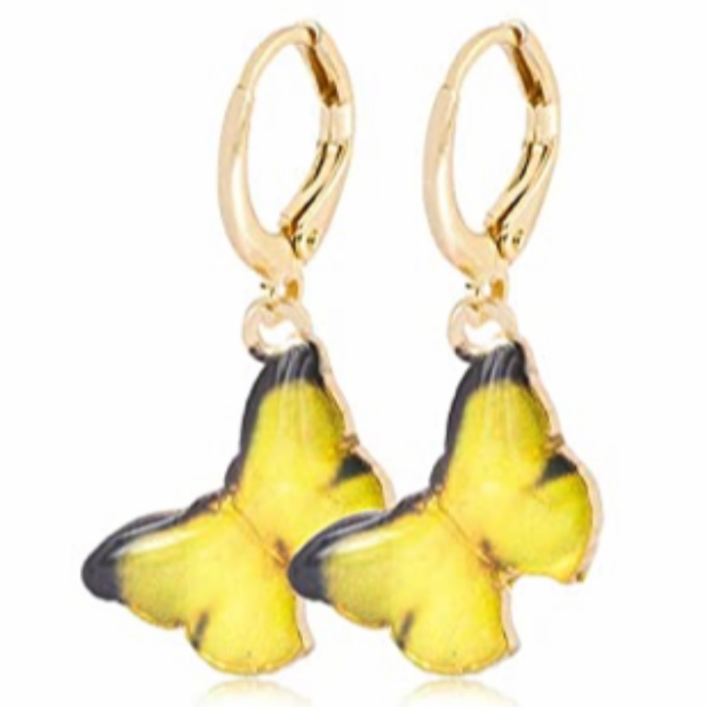 🍭 3/$15 Yellow Butterfly Gold Metal Drop Earrings